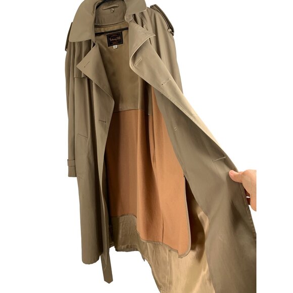 Vintage Botany 500 Trench Coat Men 46R Zip Out Lining Leather Hardware EUC 7000 - Picture 3 of 16